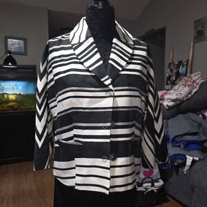 Coldwater Creek Women's Black and White Striped Blazer